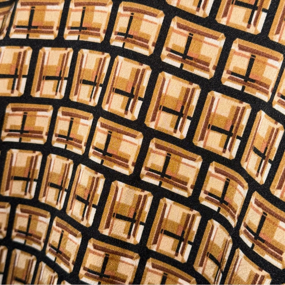 Worthington diamond geometric print bow tie mock neck balloon sleeve top NWT - Picture 5 of 11